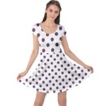 Polka Dots - Eggplant Violet on White Cap Sleeve Dress