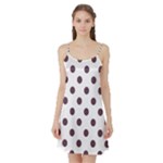 Polka Dots - Eggplant Violet on White Satin Night Slip