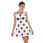 Polka Dots - Eggplant Violet on White Cotton Racerback Dress