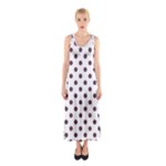 Polka Dots - Eggplant Violet on White Full Print Maxi Dress