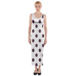 Polka Dots - Eggplant Violet on White Fitted Maxi Dress