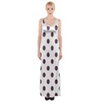 Polka Dots - Eggplant Violet on White Maxi Thigh Split Dress