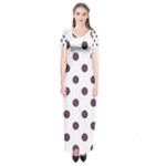 Polka Dots - Eggplant Violet on White Short Sleeve Maxi Dress