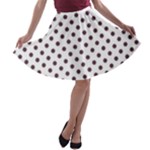 Polka Dots - Eggplant Violet on White A-line Skater Skirt