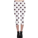 Polka Dots - Eggplant Violet on White Capri Leggings