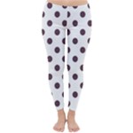 Polka Dots - Eggplant Violet on White Winter Leggings