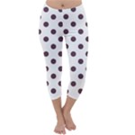 Polka Dots - Eggplant Violet on White Capri Winter Leggings