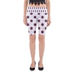 Polka Dots - Eggplant Violet on White Yoga Cropped Leggings