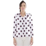 Polka Dots - Eggplant Violet on White Wind Breaker (Women)
