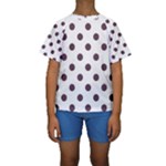 Polka Dots - Eggplant Violet on White Kid s Short Sleeve Swimwear