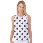Polka Dots - Eggplant Violet on White Women s Basketball Tank Top
