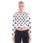 Polka Dots - Eggplant Violet on White Women s Cropped Sweatshirt
