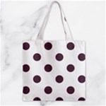Polka Dots - Eggplant Violet on White Zipper Grocery Tote Bag