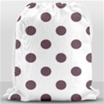 Polka Dots - Eggplant Violet on White Drawstring Bag (Large)