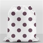 Polka Dots - Eggplant Violet on White Drawstring Bag (Small)