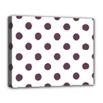 Polka Dots - Eggplant Violet on White Deluxe Canvas 20  x 16  (Stretched)