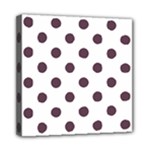 Polka Dots - Eggplant Violet on White Mini Canvas 8  x 8  (Stretched)