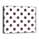 Polka Dots - Eggplant Violet on White Canvas 14  x 11  (Stretched)
