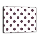 Polka Dots - Eggplant Violet on White Canvas 16  x 12  (Stretched)