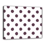 Polka Dots - Eggplant Violet on White Canvas 20  x 16  (Stretched)