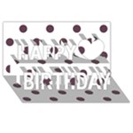 Polka Dots - Eggplant Violet on White Happy Birthday 3D Greeting Card (8x4)