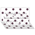 Polka Dots - Eggplant Violet on White Merry Xmas 3D Greeting Card (8x4)