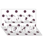 Polka Dots - Eggplant Violet on White Happy New Year 3D Greeting Card (8x4)