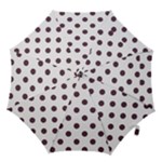 Polka Dots - Eggplant Violet on White Hook Handle Umbrella (Large)