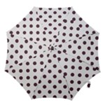 Polka Dots - Eggplant Violet on White Hook Handle Umbrella (Small)