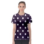 Polka Dots - White on Dark Purple Women s Sport Mesh Tee