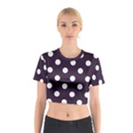 Polka Dots - White on Dark Purple Cotton Crop Top