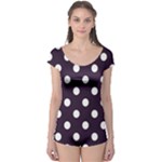 Polka Dots - White on Dark Purple Boyleg Leotard (Ladies)