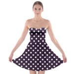 Polka Dots - White on Dark Purple Strapless Bra Top Dress