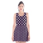Polka Dots - White on Dark Purple Scoop Neck Skater Dress