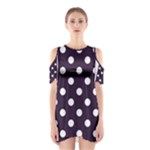 Polka Dots - White on Dark Purple Women s Cutout Shoulder Dress