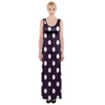 Polka Dots - White on Dark Purple Maxi Thigh Split Dress