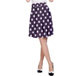 Polka Dots - White on Dark Purple A-Line Skirt