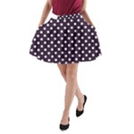 Polka Dots - White on Dark Purple A-Line Pocket Skirt