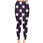 Polka Dots - White on Dark Purple Women s Leggings