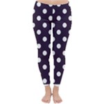 Polka Dots - White on Dark Purple Winter Leggings