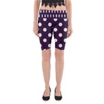 Polka Dots - White on Dark Purple Yoga Cropped Leggings