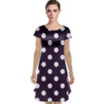 Polka Dots - White on Dark Purple Cap Sleeve Nightdress