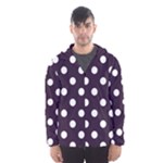 Polka Dots - White on Dark Purple Hooded Wind Breaker (Men)