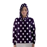 Polka Dots - White on Dark Purple Hooded Wind Breaker (Women)