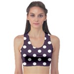 Polka Dots - White on Dark Purple Women s Sports Bra
