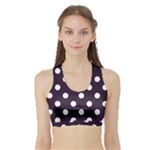 Polka Dots - White on Dark Purple Women s Sports Bra with Border
