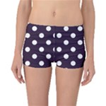 Polka Dots - White on Dark Purple Boyleg Bikini Bottoms