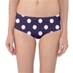 Polka Dots - White on Dark Purple Mid-Waist Bikini Bottoms