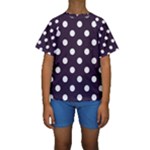 Polka Dots - White on Dark Purple Kid s Short Sleeve Swimwear