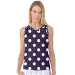 Polka Dots - White on Dark Purple Women s Basketball Tank Top